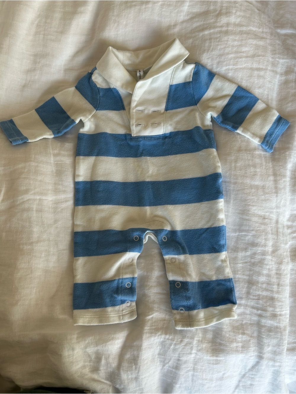 Janie and Jack Blue and White Striped Baby One-Piece